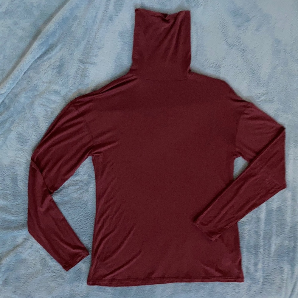 classic red long sleeve turtleneck tee shirt